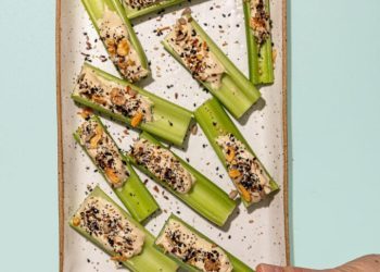 Everything Bagel Celery Snacks with Tahini