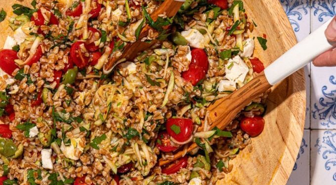 Easy Summer Farro Salad with Shredded Zucchini